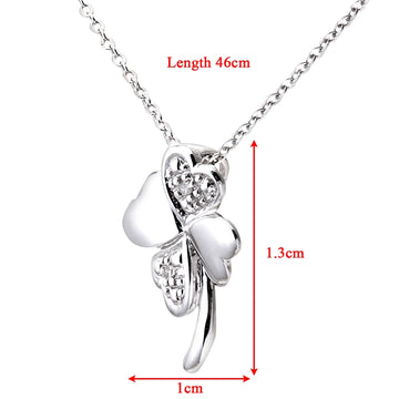 Diamond Pave Lucky Clover Pendant In UK Hallmarked 9ct White Gold